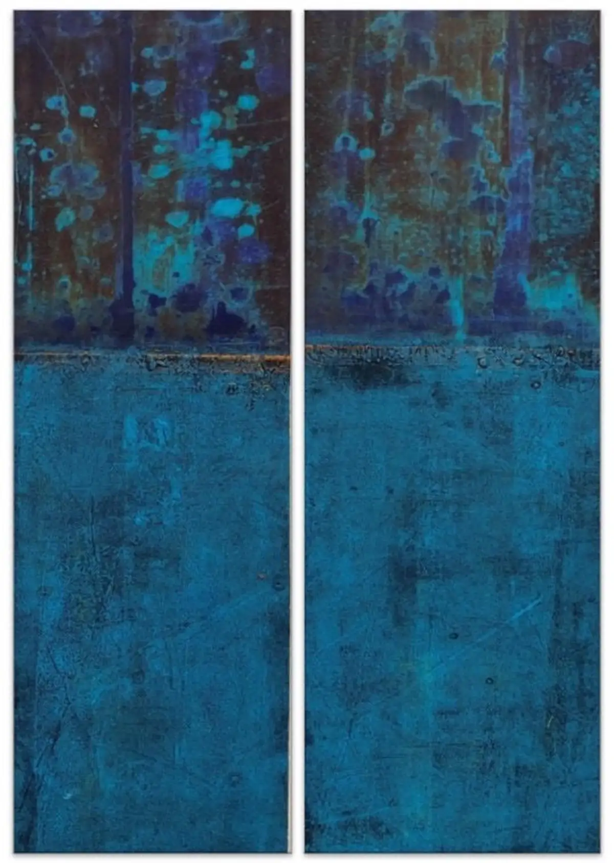 Midnight Blues (Diptych 24x8 each) — Oil & cold wax · 24x8 each