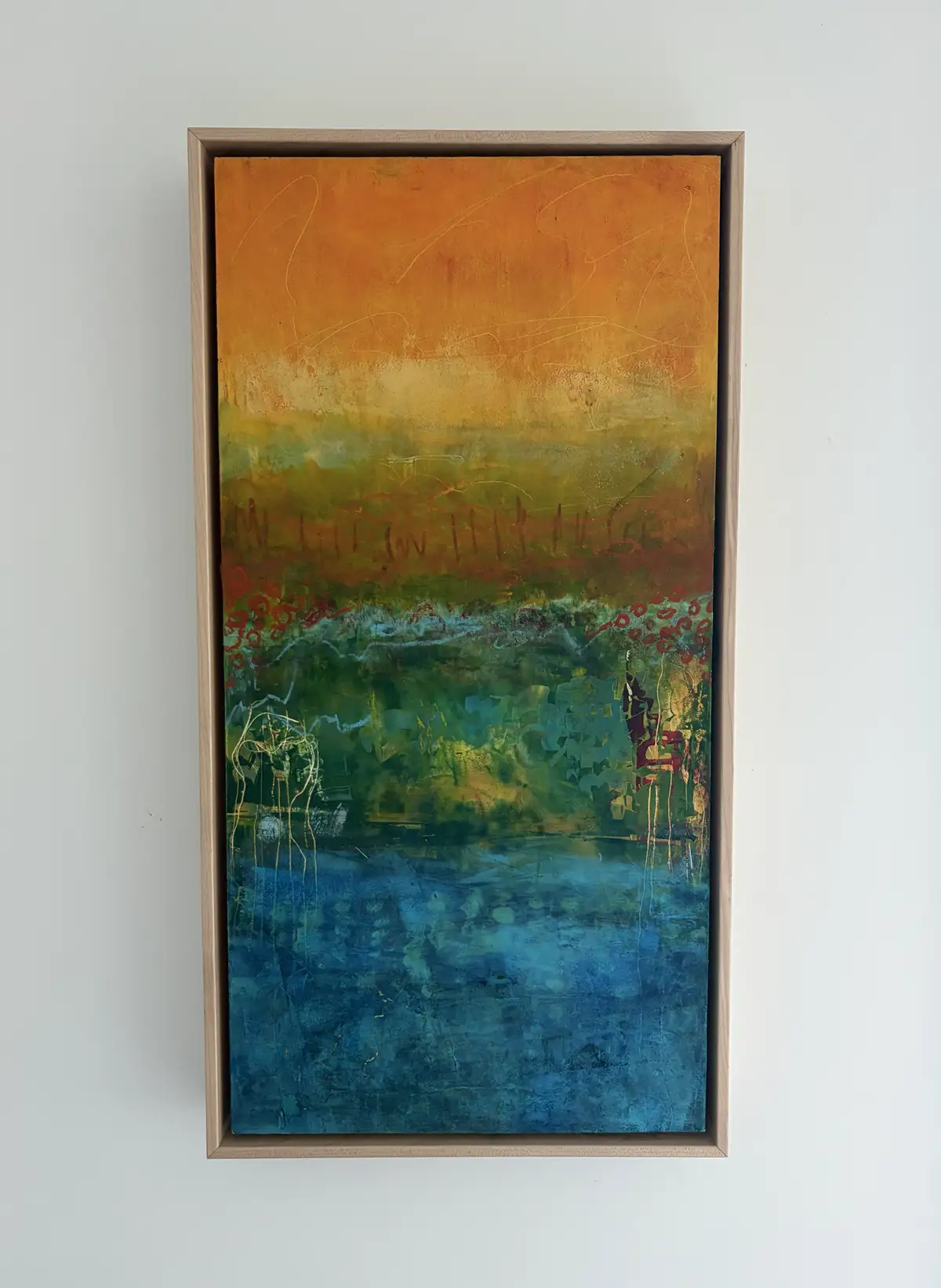 Kanji 2 — Oil & cold wax · framed 25x13