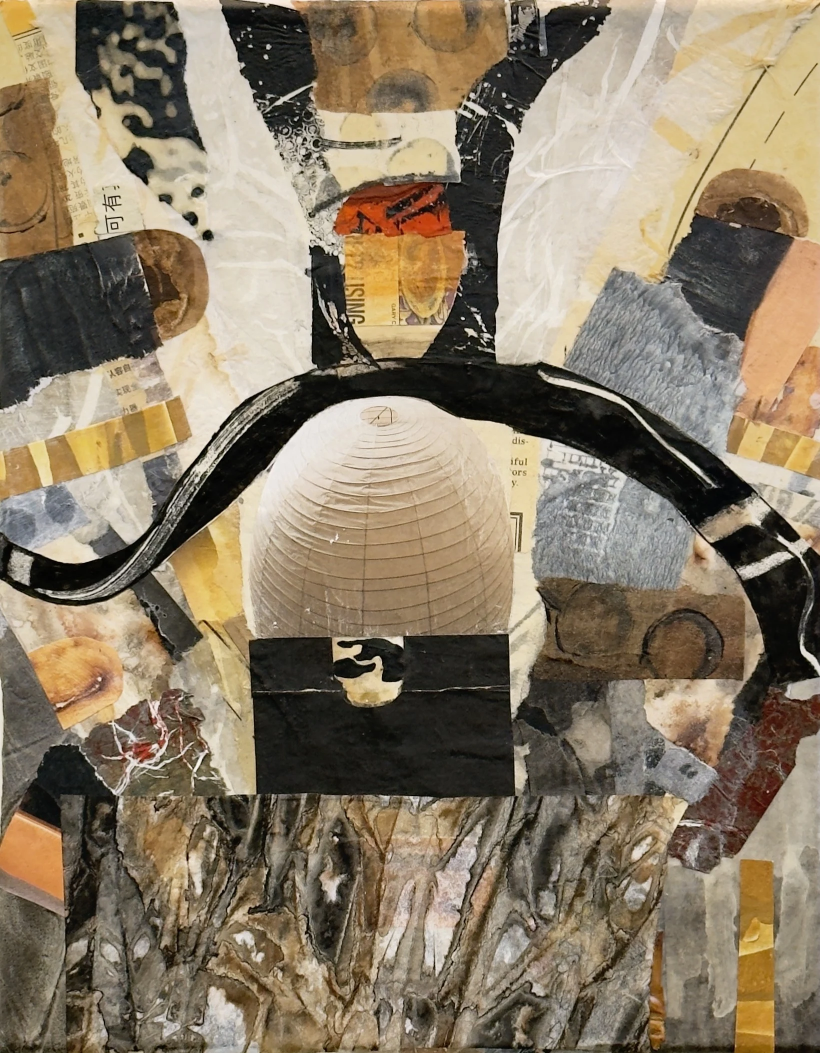 Natural Causes #3 — Wax based collage on panel · 14x11